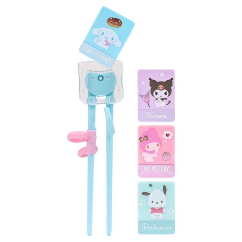 릴팡 산리오 캐릭터즈 카드 체인지 콰트로 1단계 젓가락 4.5 x 17.8 cm + 카드 3.4 x 4.8 cm 4p 세트, 혼합색상, 1세트