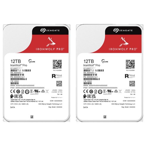 씨게이트 IronWolf PRO NAS용 HDD 2p, ST12000NT001, 12TB