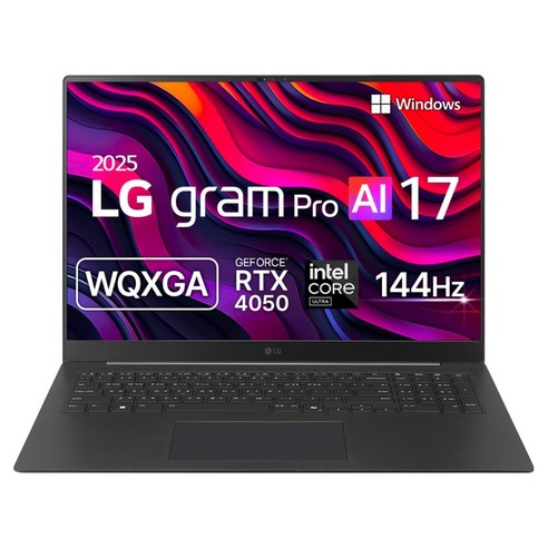 LG전자 2025 그램 Pro AI 16 코어Ultra7 지포스 RTX 4050 방문설치, 옵시디안블랙, 1TB, 32GB, WIN11 Home, 17Z90TR-SD7HK