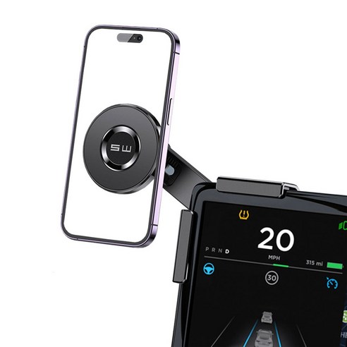 GSB 테슬라 비접착 맥세이프 모니터 거치대 모델3 모델Y 하이랜드 호환, 1개, 블랙