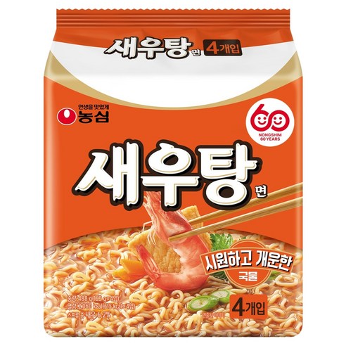 새우탕 새우탕면 122g, 4개