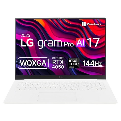 LG전자 2025 그램 Pro 17 코어 Ultra7 지포스 RTX 4050, 에센스 화이트, 512GB, 32GB, WIN11 Home, 17Z90TR-SDSWK