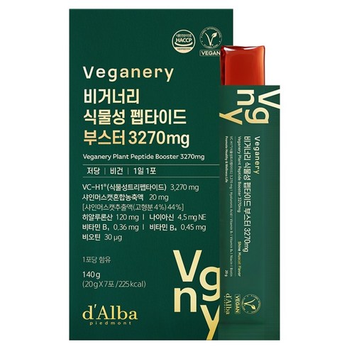 비거너리 달바 식물성 펩타이드 부스터 3270mg 7p, 140g, 1개