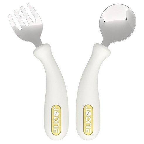 주니 휘어지는 자기주도 스텐 스푼포크, 화이트, 1개