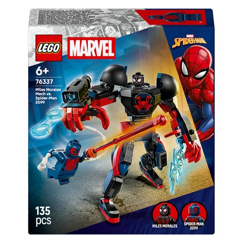 레고 슈퍼히어로 Marvel 마일스 모랄레스 로봇 대 스파이더맨 2099 76337, 혼합색상, 1개