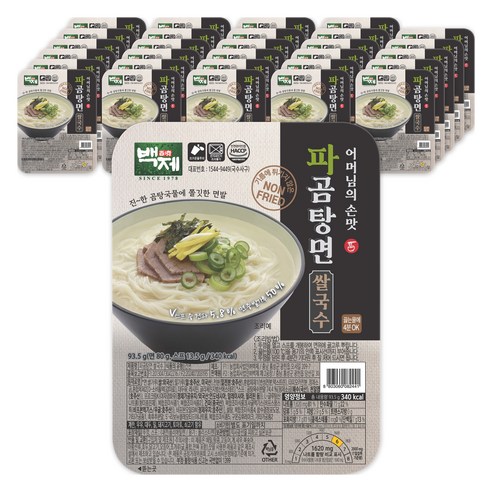백제 파곰탕면 쌀국수, 93.5g, 30개