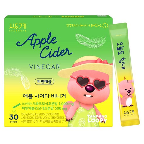 쌍계명차 잔망루피 애플 사이다 비니거 파인애플 스틱, 5g, 1개, 30개입