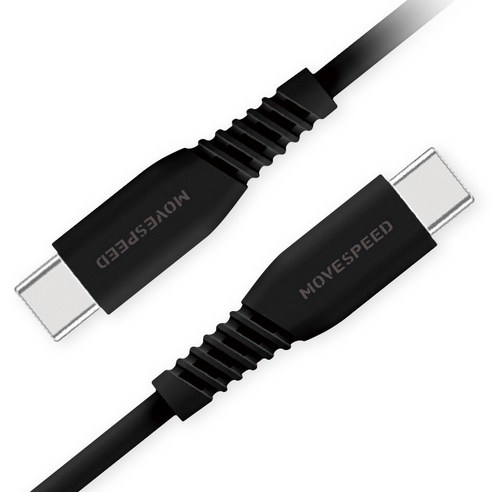 무브스피드 60W USB-C타입-C타입 충전 케이블 T04, 블랙, 1개, 120cm