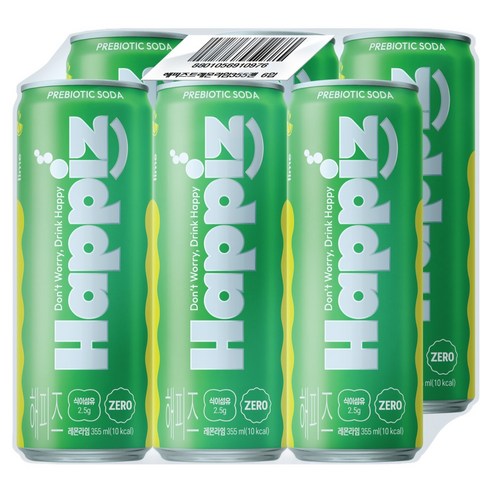 롯데칠성음료 해피즈 탄산음료 레몬라임, 6개, 355ml
