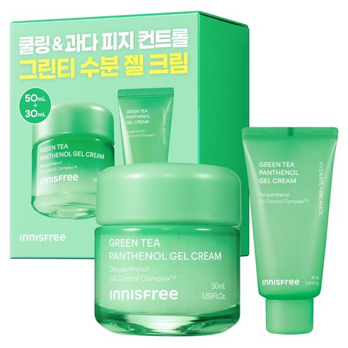 이니스프리 그린티 판테놀 젤 크림 50ml + 30ml 세트, 1세트, 80ml