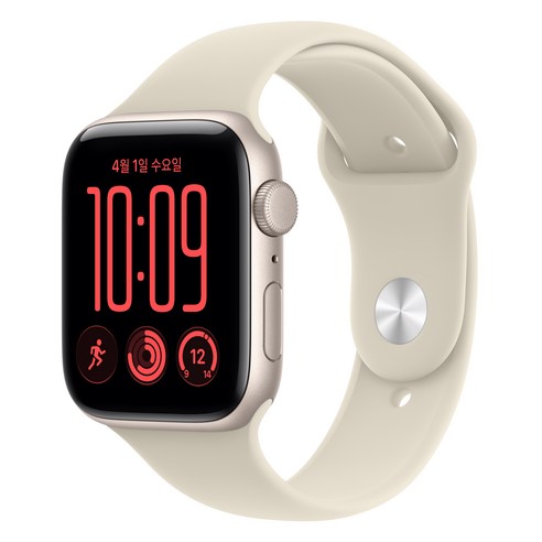 Apple 2026 애플워치 SE3 알루미늄 케이스, 스타라이트, 44mm, GPS, 샌드, M/L