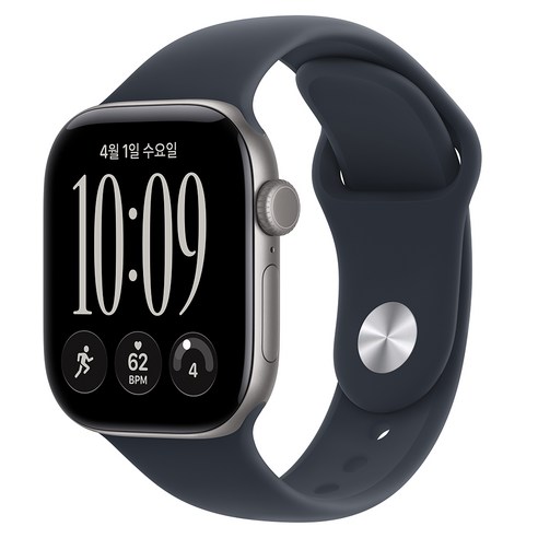 Apple 2026 애플워치 시리즈 12, 스페이스 그레이, 42mm, GPS+Cellular, 알루미늄, 네이비 블루 스포츠 밴드, S/M