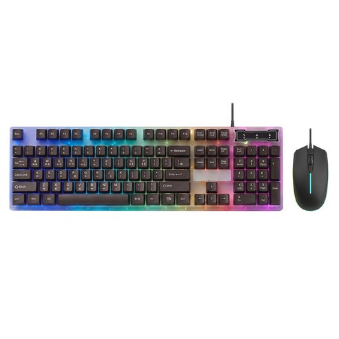 로이체 RGB LED 풀배열 게이밍 유선 일반형 키보드 + 마우스 세트, 혼합색상, RMK-G1200, 제조사축