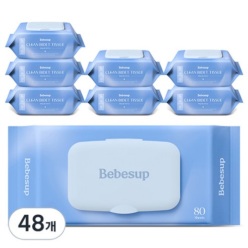 베베숲 클린비데 화장실용 물티슈 캡형, 55g, 80매, 48개
