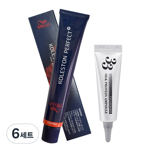웰라 콜레스톤 퍼펙트 플러스 염색제 80g + 셀리본 33 실크 프로틴 앰플 12ml 세트, 6세트, 10/2(염색제)