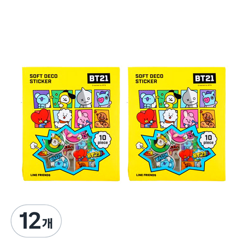 BT21 엠보플레이크 스티커, 코믹팝, 12개