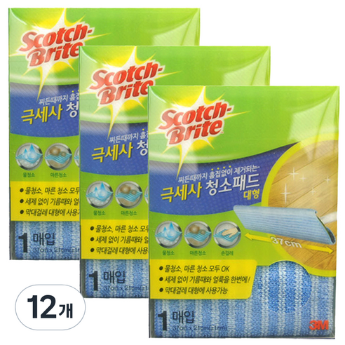 스카치브라이트 클립형 초극세사 청소포, 12개