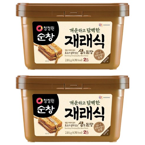 청정원순창 개운하고 담백한 재래식 생된장, 2.8kg, 2개