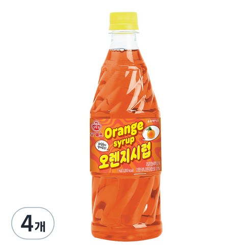 오뚜기 오렌지향 시럽, 1kg, 4개