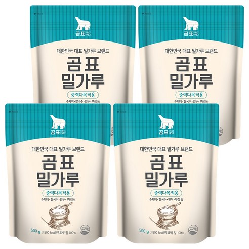 곰표 밀가루 중력 다목적용, 500g, 4개