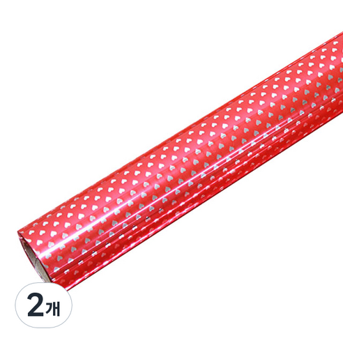 스몰하트 비닐 증착롤 포장지 중 37.5cm x 17m, 레드, 2개