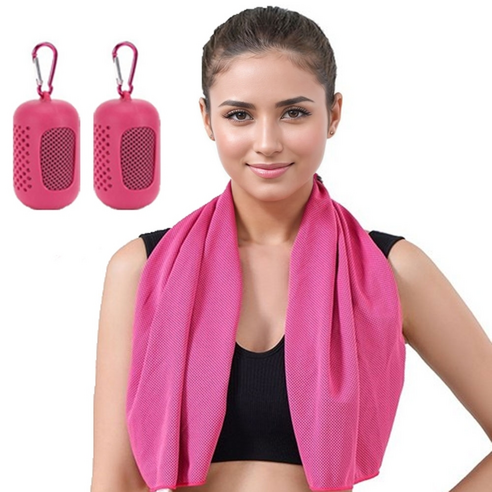 헨센 휴대용 스포츠 슬림 타올, 로즈, 2개