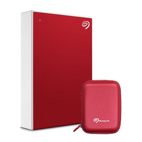 씨게이트 ONE TOUCH HDD 외장하드 + 파우치, 4TB, Red