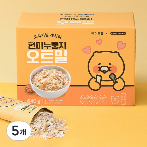 헤이오트 카카오프렌즈 현미누룽지 오트밀 20p, 640g, 5개
