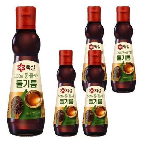 백설 100% 통들깨 들기름, 320ml, 5개