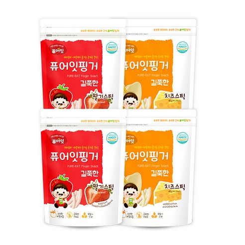 퓨어잇 핑거 쌀과자 딸기스틱 2p + 치즈스틱 2p, 1세트