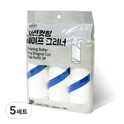 사선컷팅 테이프크리너 리필 3p, 5개, 혼합색상