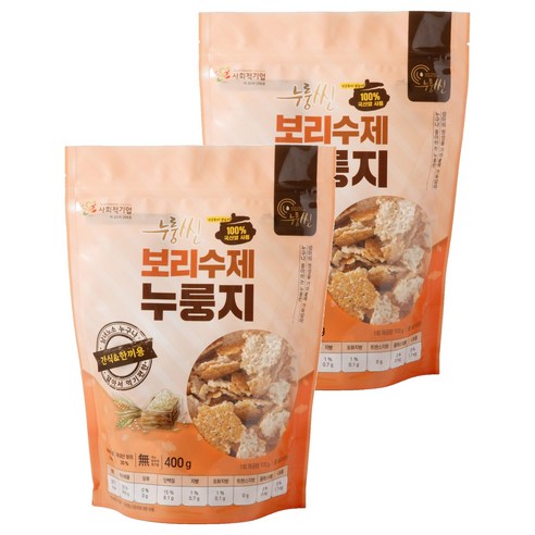 보리 수제 누룽지, 400g, 2개