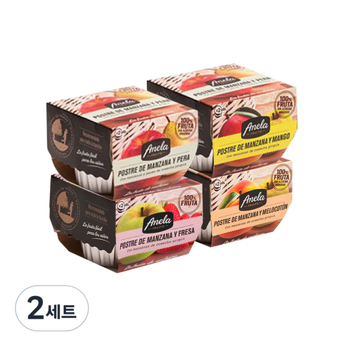 아넬라 생과일 디저트 적응 B 패키지 100g x 2p x 4종 세트, 딸기, 망고, 복숭아, 사과배, 2세트