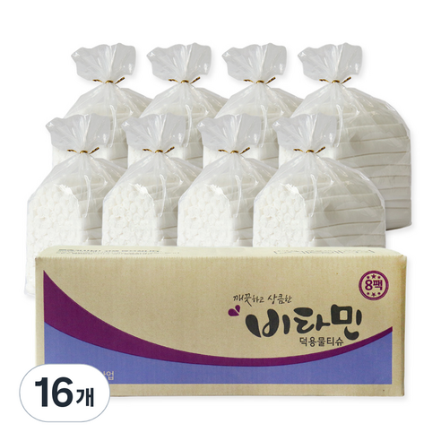 비타민 덕용물티슈 80g 플레인, 125매입, 16개