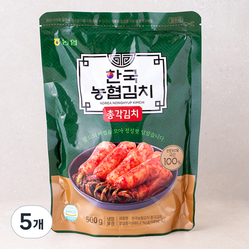 노브랜드 총각김치  한국농협김치 총각김치, 500g, 5개