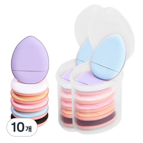 떼루와 초밀착 미니 물방울 에어 쿠션 퍼프 6p + 케이스, 10개, 랜덤발송