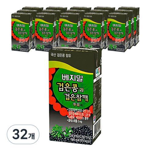 베지밀 검은콩과 검은참깨 두유, 190ml, 32개