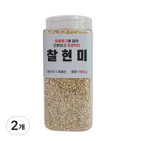 대한농산 통에담은 찰현미, 800g, 2개