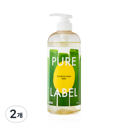 퓨어라벨 1종 주방세제 레몬향 본품, 2개, 700ml
