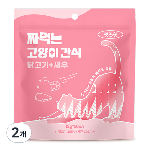 펫스윗 짜먹는 고양이 간식 60p, 혼합맛(닭고기/새우), 720g, 2개