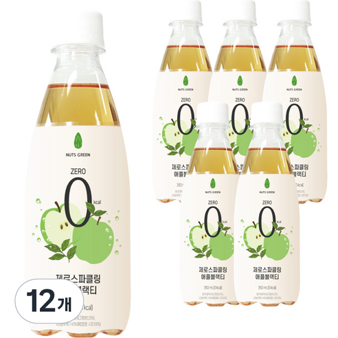 넛츠그린 제로스파클링 애플블랙티, 12개, 350ml