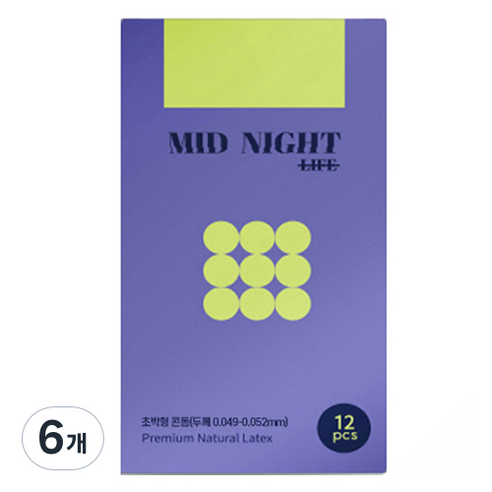 MDNT 미드나잇 라이프 콘돔, 6개, 12개입