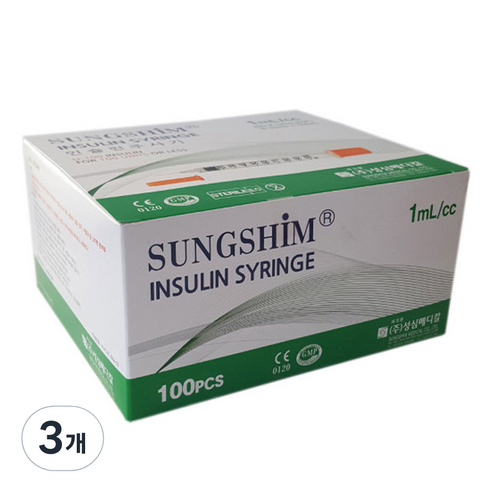성심 인슐린 주사기 8mm 31g 1ml 100p, 3개