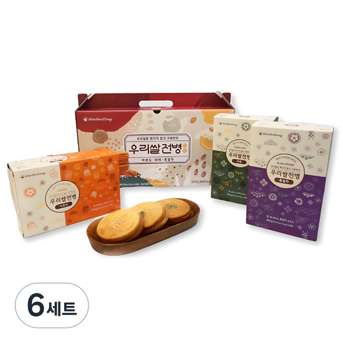 신화당 우리쌀 전병 세트 612g, 흑임자 6p + 파래 6p + 아몬드 6p, 6세트
