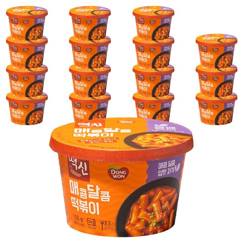동원에프앤비 떡볶이의신 매콤달콤 컵떡볶이, 160g, 16개