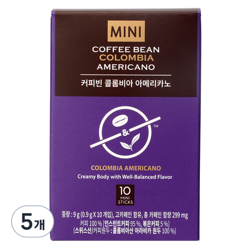 커피빈 콜롬비아 아메리카노 스틱커피 미니, 9g, 5개