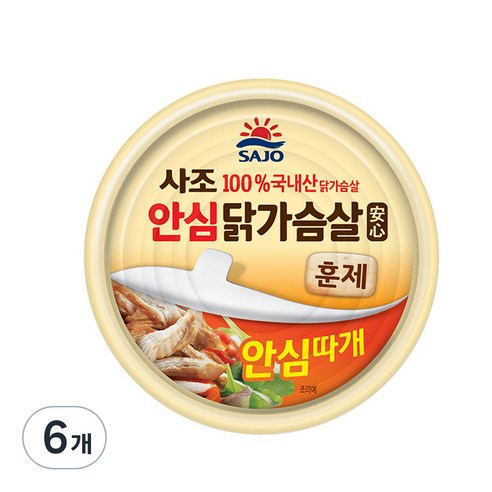 안심 훈제 닭가슴살, 90g, 6개
