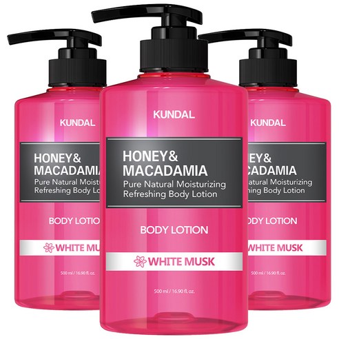 쿤달 퓨어 바디로션 화이트머스크향, 500ml, 3개