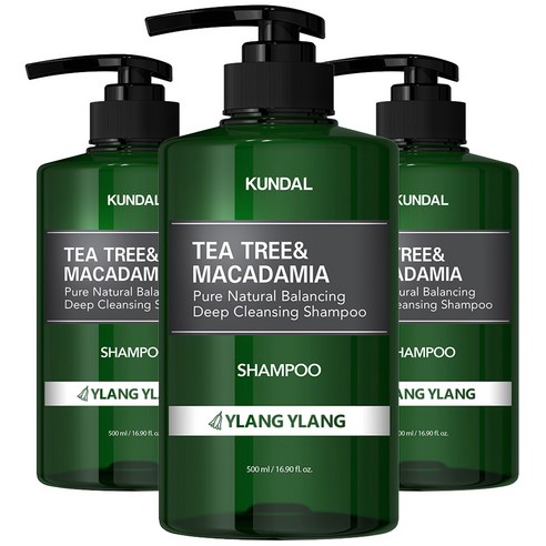 쿤달 딥 클렌징 지성 샴푸 일랑일랑향, 500ml, 3개
