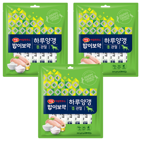 하림펫푸드 강아지 밥이보약 하루양갱 파우치, 관절, 224g, 3개